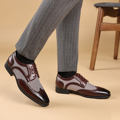 Zapatos Casuales de Cuero con Patrón Pata de Gallo para Hombre - Image 35
