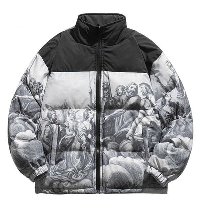 Parka Acolchada Oversized Hip Hop Degradado Harajuku para Hombre - Image 9