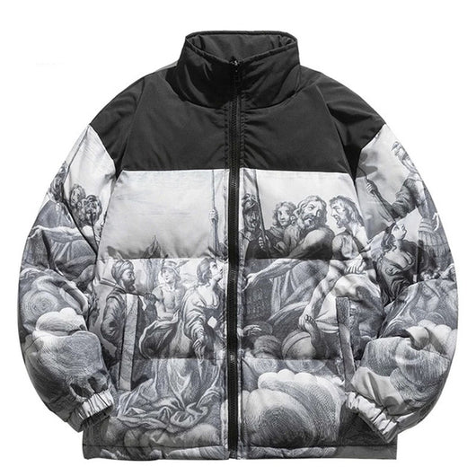Parka Acolchada Oversized Hip Hop Degradado Harajuku para Hombre - Image 9