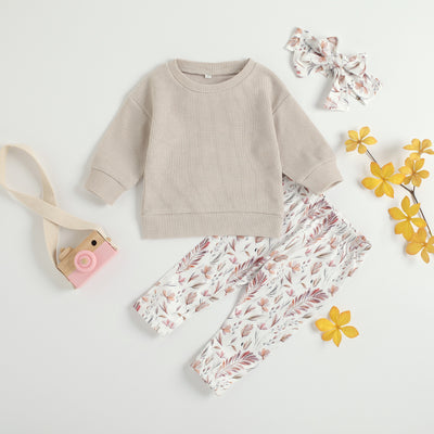 Conjunto Infantil Sudadera y Pantalón con Estampado Lindo y Moño