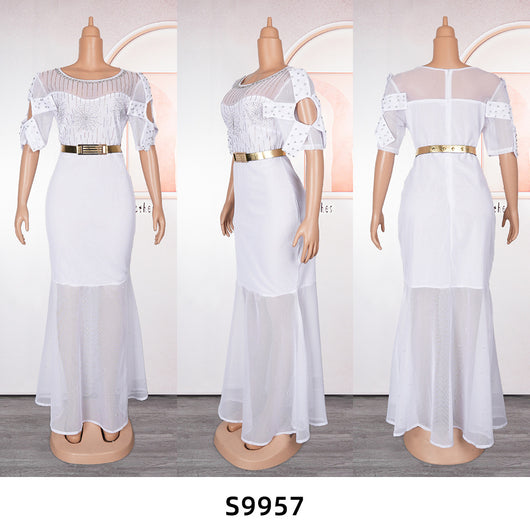 Vestido de Noche Fiesta Lujo Diamantes Bordados Cola Sirena - Image 19