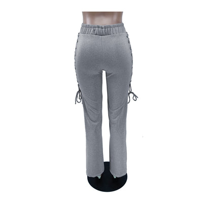 Pantalones Casuales Mujer con Ojales Laterales - Image 8