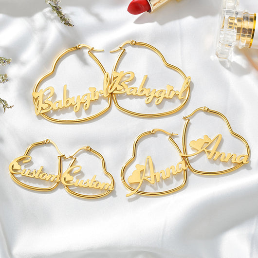 Aretes Personalizados de Corazón Melocotón con Iniciales en Alfabeto Inglés - Image 5