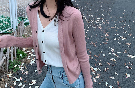 Cardigan Tejido Falsa Dos Piezas Mujer Cuello V Manga Larga - Image 18