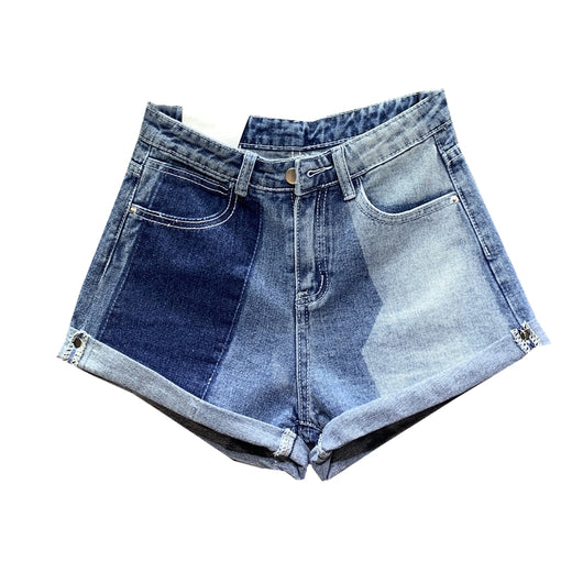 Shorts Vaqueros Cortos con Costuras Decorativas Diseño A-Line Talle Medio - Image 6