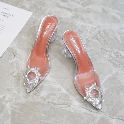 Zapato de Tacón Grueso Cristal con Moño Puntiagudo - Image 10