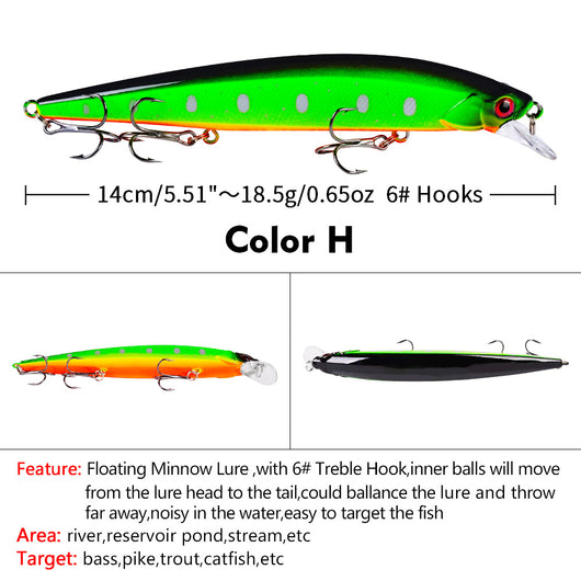 Señuelo de Nado Completo 14cm 18.5g - Cebo Duro Realista para Pesca - Image 12