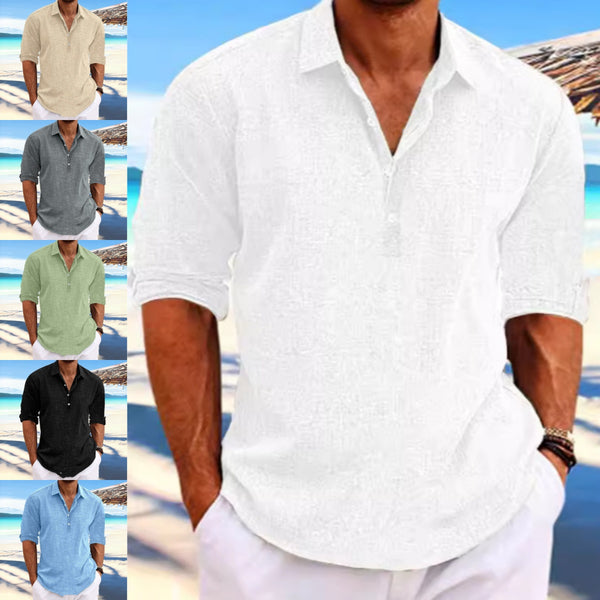Camisa Holgada de Cáñamo y Algodón para Hombre - Talla Grande