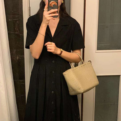 Vestido Largo Elegante con Cintura Definida - Estilo Retro Minimalista - Image 6