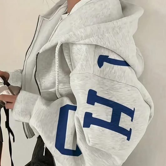 Sudadera Oversized Vintage con Estampado de Letras Llamativo