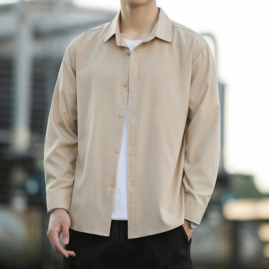 Camisa Suelta de Manga Larga en Seda de Hielo para Hombre - Image 18