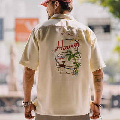 Camisa Cuello Cubano con Patrón de Bambú para Hombre - Image 12