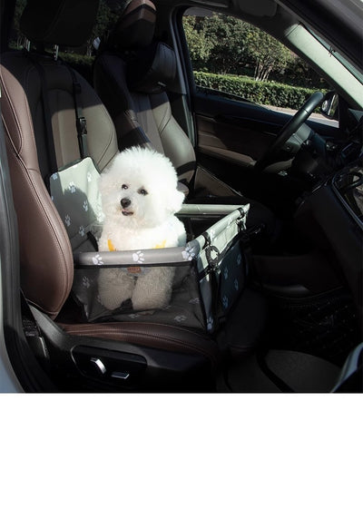 Gray portable pet carrier with mesh windows, a top handle, and side pocket, measuring 49cm H x 48cm W x 50cm L. - Image 9
