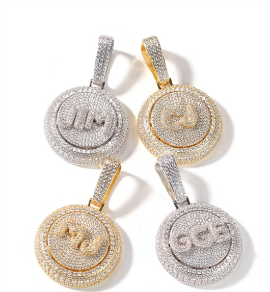 Dije Hip Hop Personalizado Giratorio con Letras y Circonitas Micro Incrustadas - Image 26