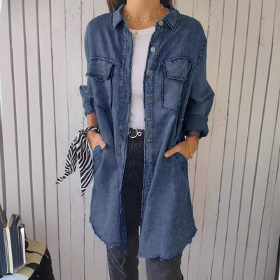 Camisa Chaqueta Casual de Tela Tipo Denim - Image 13