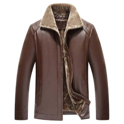 Chaqueta de Cuero Grueso Casual para Hombre con Forro de Algodón - Image 6