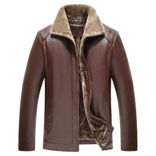 Chaqueta de Cuero Grueso Casual para Hombre con Forro de Algodón - Image 6