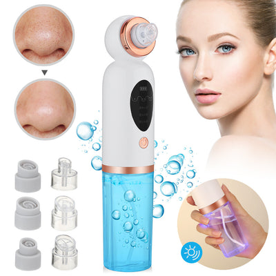 White blackhead vacuum remover with rose gold accents, clear suction head, and control buttons for strong, normal, and soothe modes. - Image 9