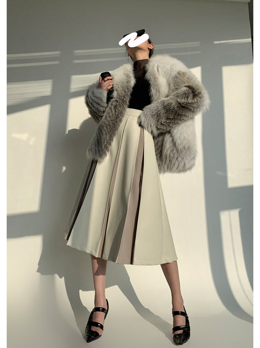 Falda Plisada de Cuero PU con Costuras - Otoño e Invierno - Image 8