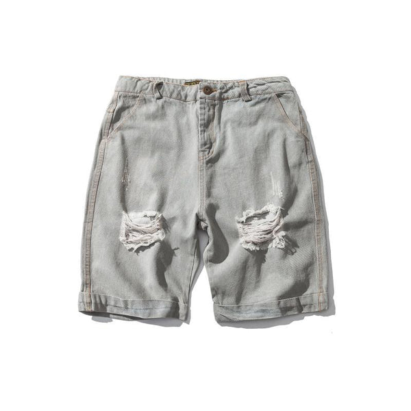 Pantalones Cortos Denim Holgados Lisos Hip-hop Estilo Japonés para Hombre