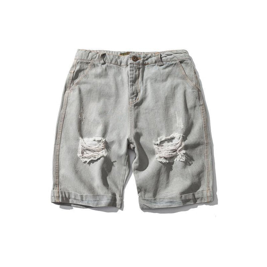Pantalones Cortos Denim Holgados Lisos Hip-hop Estilo Japonés para Hombre - Image 2