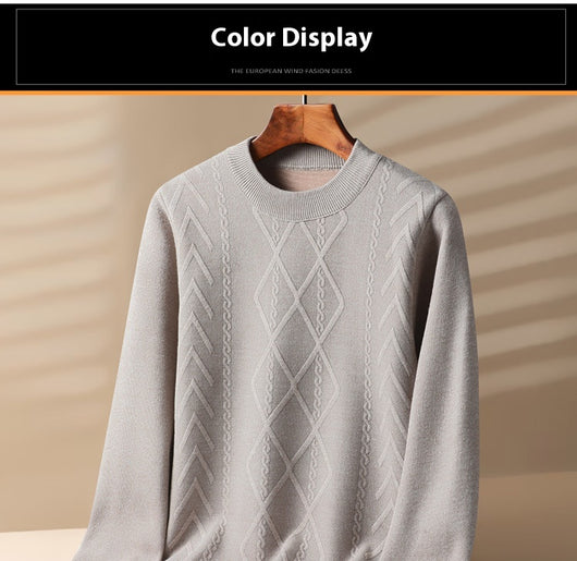 Suéter de Terciopelo Grueso para Hombre - Cuello Redondo Invierno - Image 8