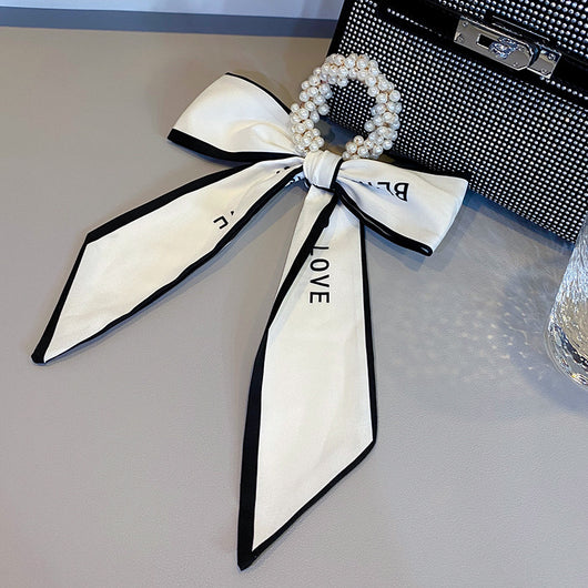 Cinta de Seda para el Cabello con Perlas y Lazo - Image 10