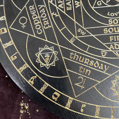 Péndulo Astrolabio de Madera de Roble con Disco de Energía de los Siete Chakras - Image 7