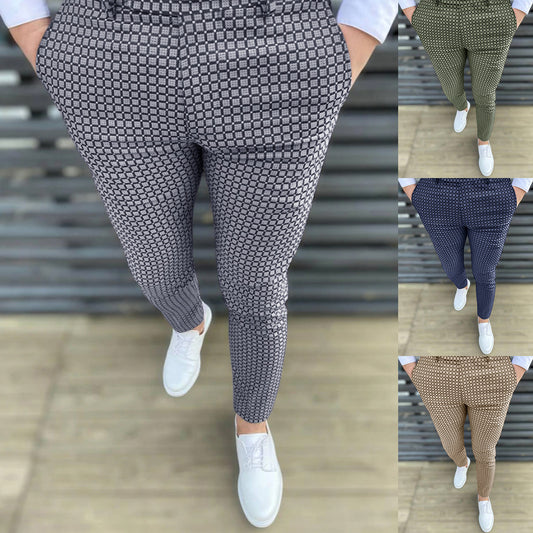 Pantalones Casuales Slim Fit a Cuadros para Hombre - Estilo Europeo y Americano