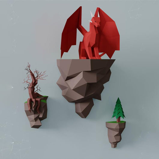 Dragón de Papel Decorativo para Pared - Modelo Sentado en la Isla - Image 5