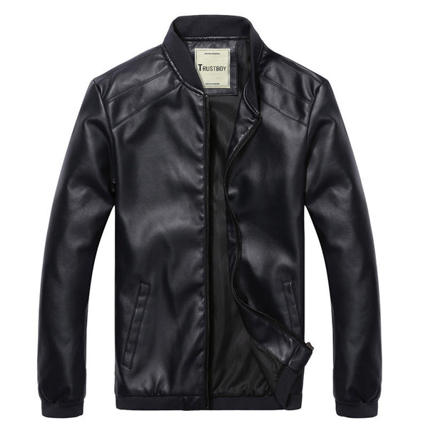 Chaqueta de Cuero Slim Fit Estilo Coreano para Hombre