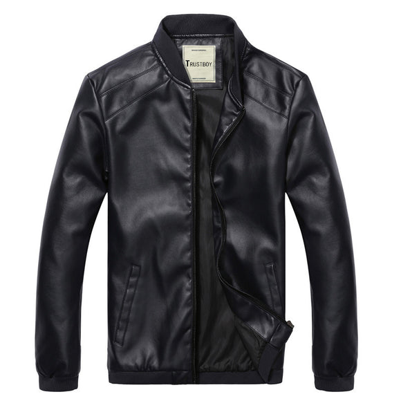 Chaqueta de Cuero Slim Fit Estilo Coreano para Hombre