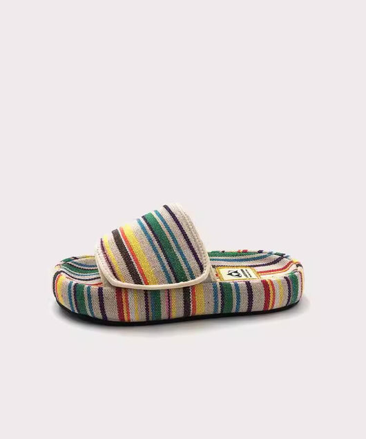 Sandalias de Suela Gruesa para Mujer - Diseño Arcoíris en Lona, Estilo Casual Verano - Image 7
