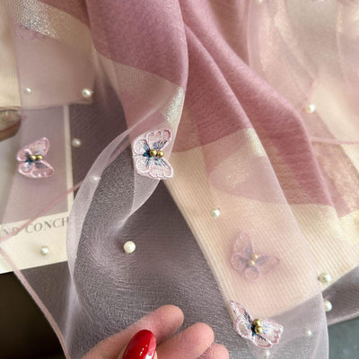 Pañuelo de Seda con Mariposas Beige para Otoño-Invierno - Image 33