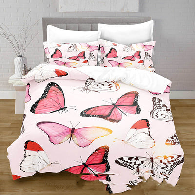 Juego de Ropa de Cama Funda Nórdica Estampado Mariposas Impresión 3D Digital Tela Cepillada - Image 7