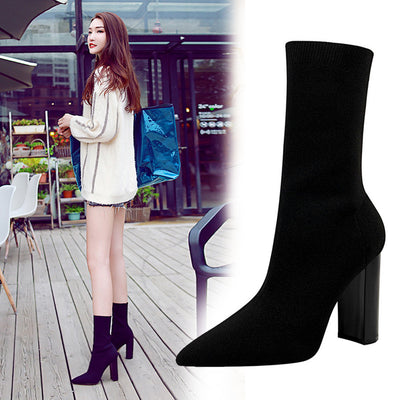 Botines de Tacón Alto Puntiagudo en Lana - Elegancia Sofisticada - Image 7