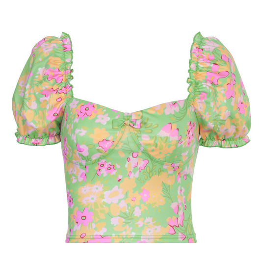 Blusa Ajustada Asimétrica de Manga Corta