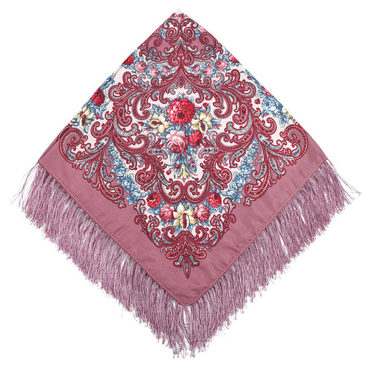 Pañuelo Cuadrado de Algodón y Lino con Flecos Estampado - Image 16