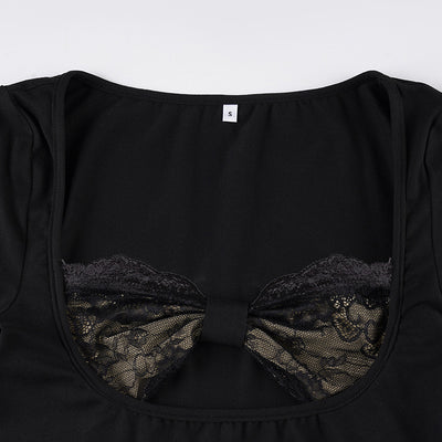 Blusa Larga con Panel de Encaje y Efecto Dos Piezas para Mujer - Image 12