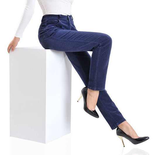 Pantalones Rectos de Pana Elásticos para Mujer - Image 17