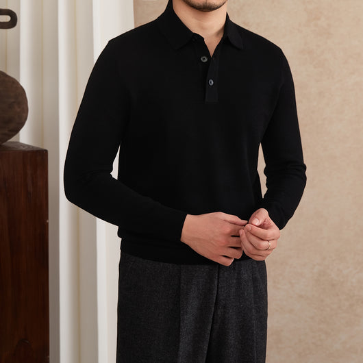 Polo de Cashmere Slim Fit con Solapa - Camisa Casual de Manga Larga - Image 14