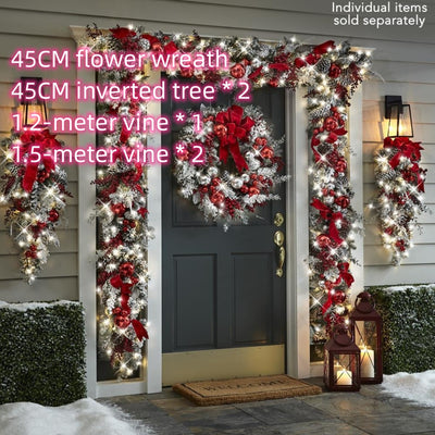 Corona Navideña Exterior con Efecto Nieve - Decoración Puerta Ratán Flocking - Image 20