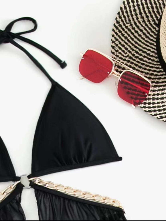 Traje de Baño Enterizo Negro Ajustado Triángulo Talla Única