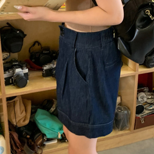 Shorts de Mezclilla Talle Alto Cintura Ancha para Mujer Petite - Image 6
