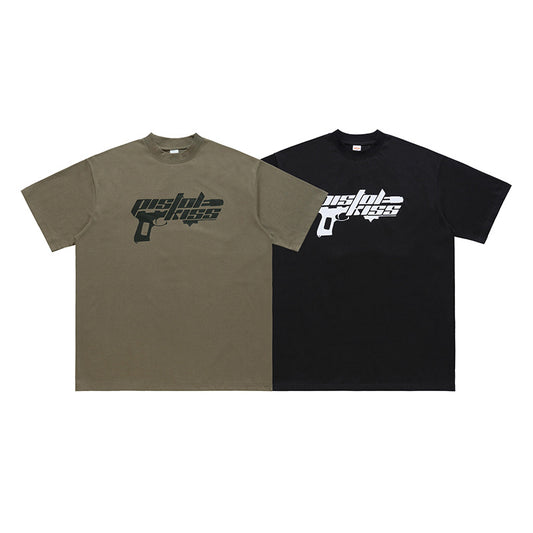 Camiseta Hip Hop Rock Suelta Manga Corta con Diseño Estampado para Hombre