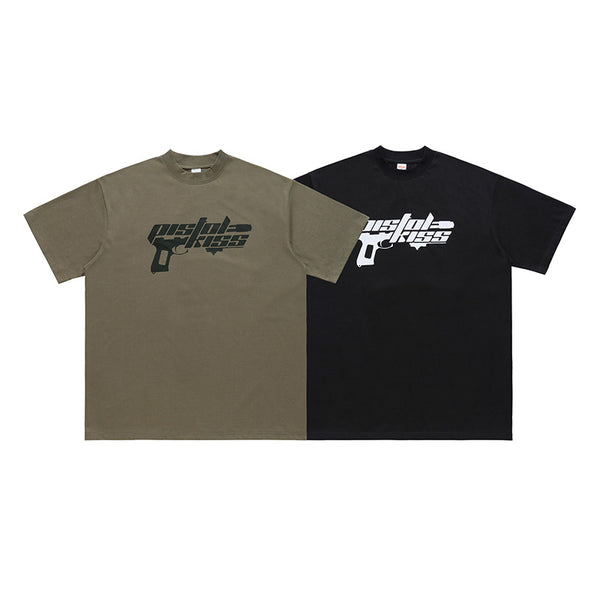 Camiseta Hip Hop Rock Suelta Manga Corta con Diseño Estampado para Hombre