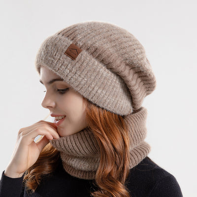 Conjunto de Gorro y Bufanda Tejida Bicolor con Forro Polar - Abrigo Invernal Grueso - Image 4