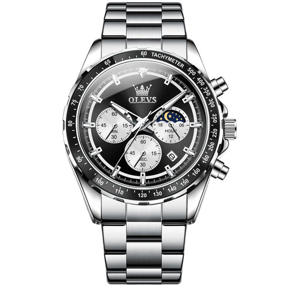 Reloj Deportivo Multifunción para Hombre con Banda de Acero Inoxidable