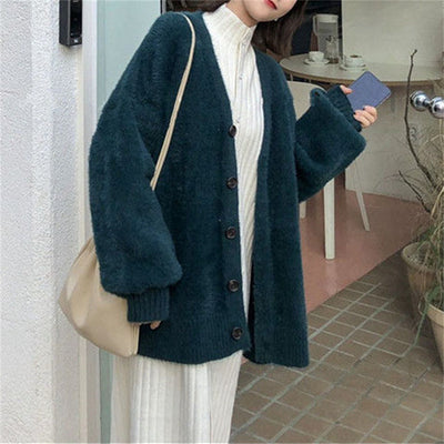 Abrigo Sweater de Piel de Visón Artificial Estilo Coreano para Mujer - Image 13