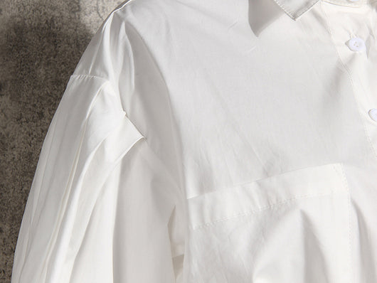 Camisa Blanca de Manga Larga con Cinturón para Mujer - Image 8